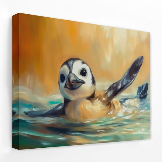 Penguin Glide - Animals Canvas Wall Art