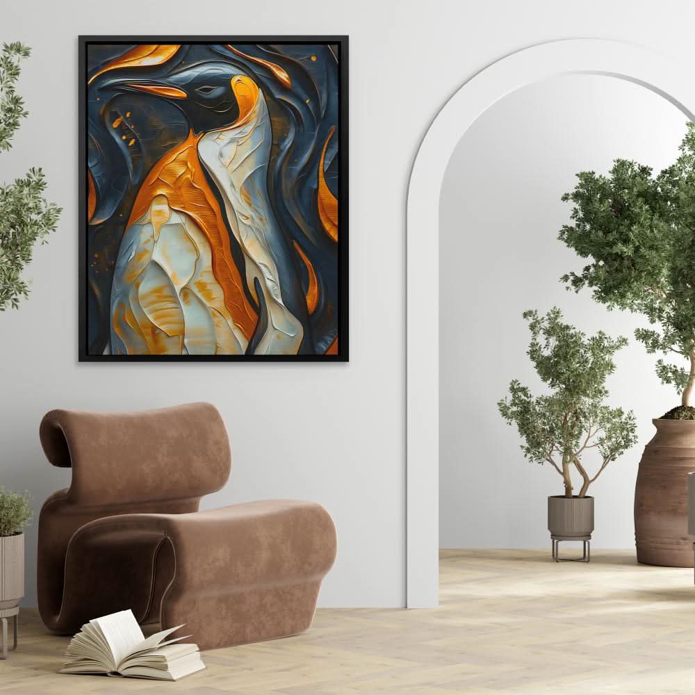 Penguin Pallet - Abstract Wall Art in Black Frame