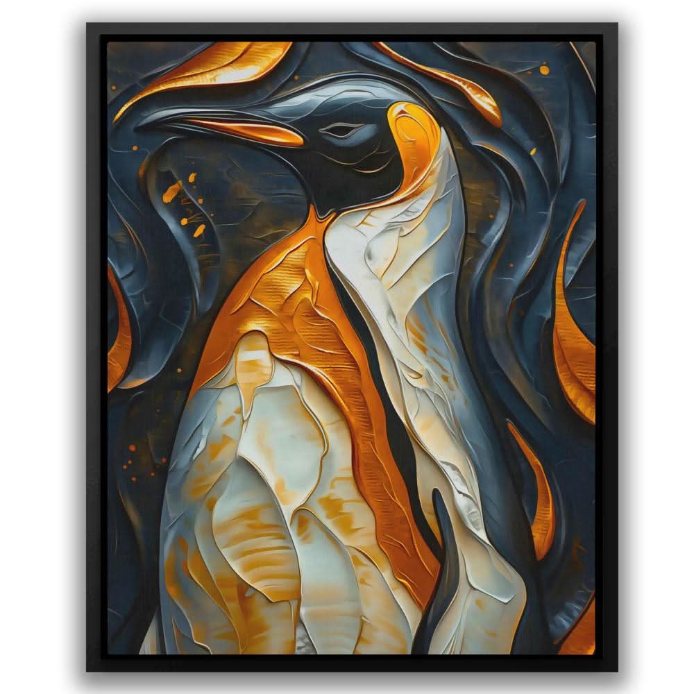 Penguin Pallet - Black and Gold Bird Canvas Print