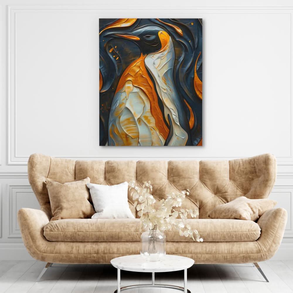 Penguin Pallet - Black and Gold Wall Art for Living Room