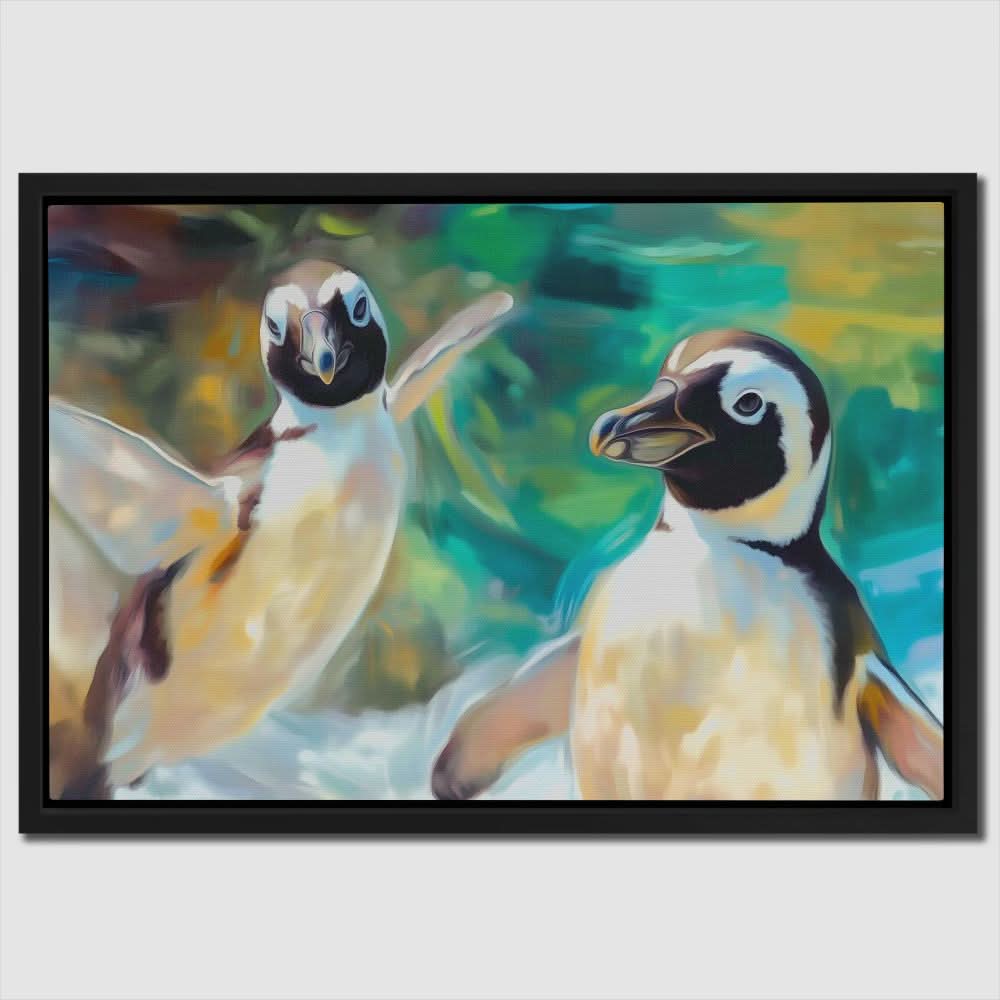 Penguin Pals - Beige Nature Canvas Print