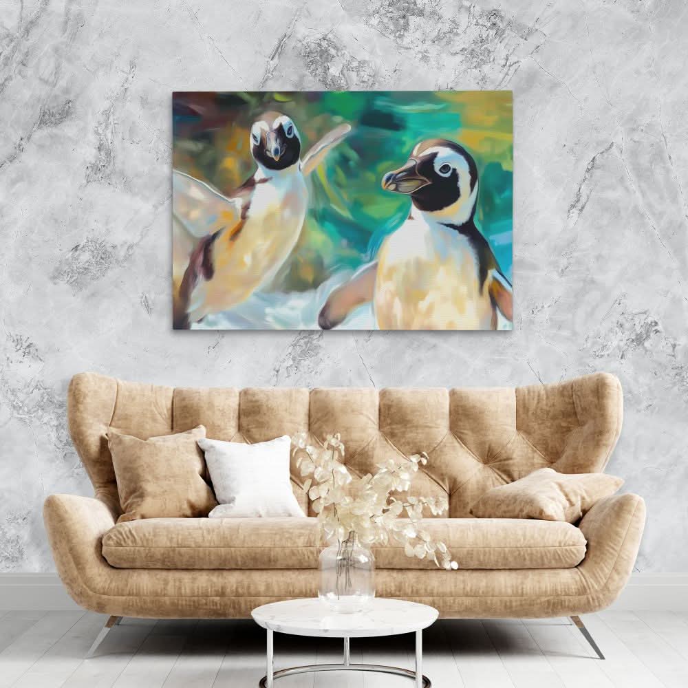 Penguin Pals - Nature Wall Art in Black Frame