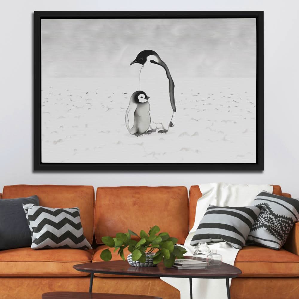 Penguin Parent - Large Minimalist Canvas Print