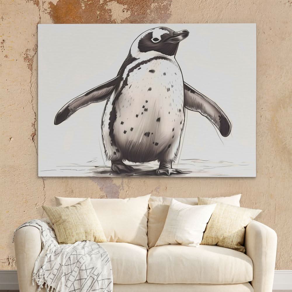 Penguin Waddle - Modern Canvas Wall Art