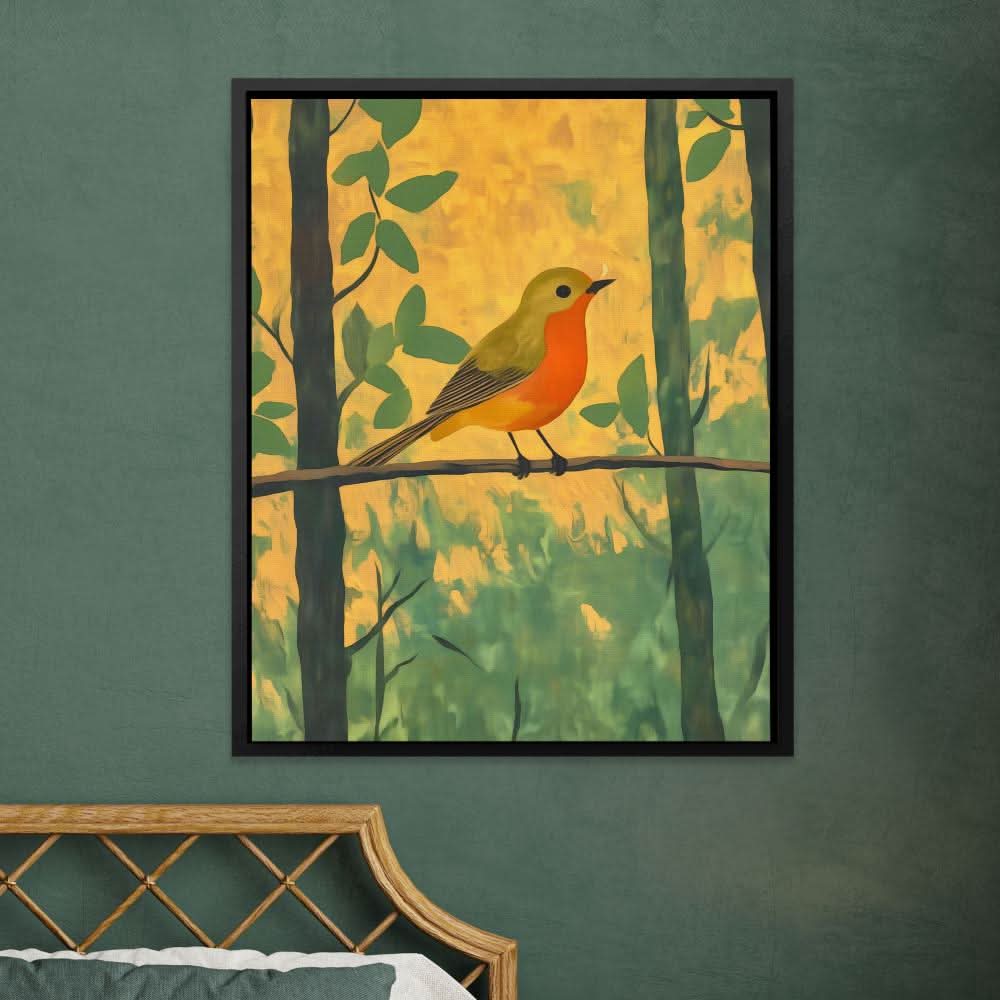 Perch of Dawn - Nature Wall Art in Black Frame