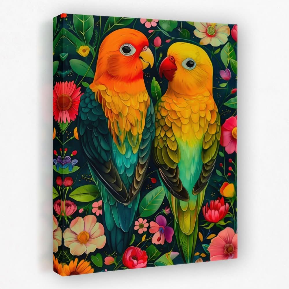 Perched Tropical Birds - Bird Canvas Wall Art