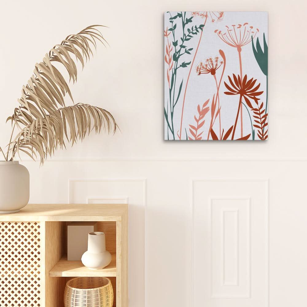 Petal Symphony - Minimalist Earth Tones Canvas Wall Art