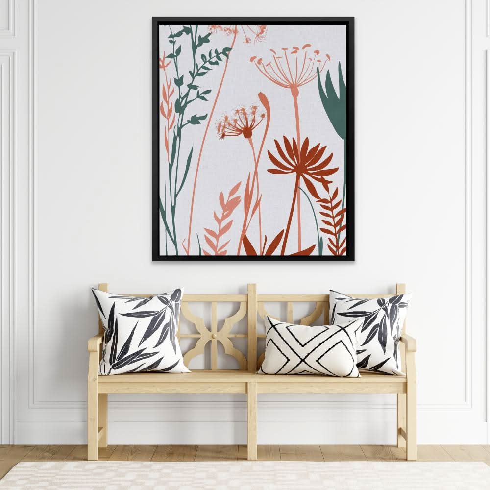 Petal Symphony - Floral Wall Art in Black Frame