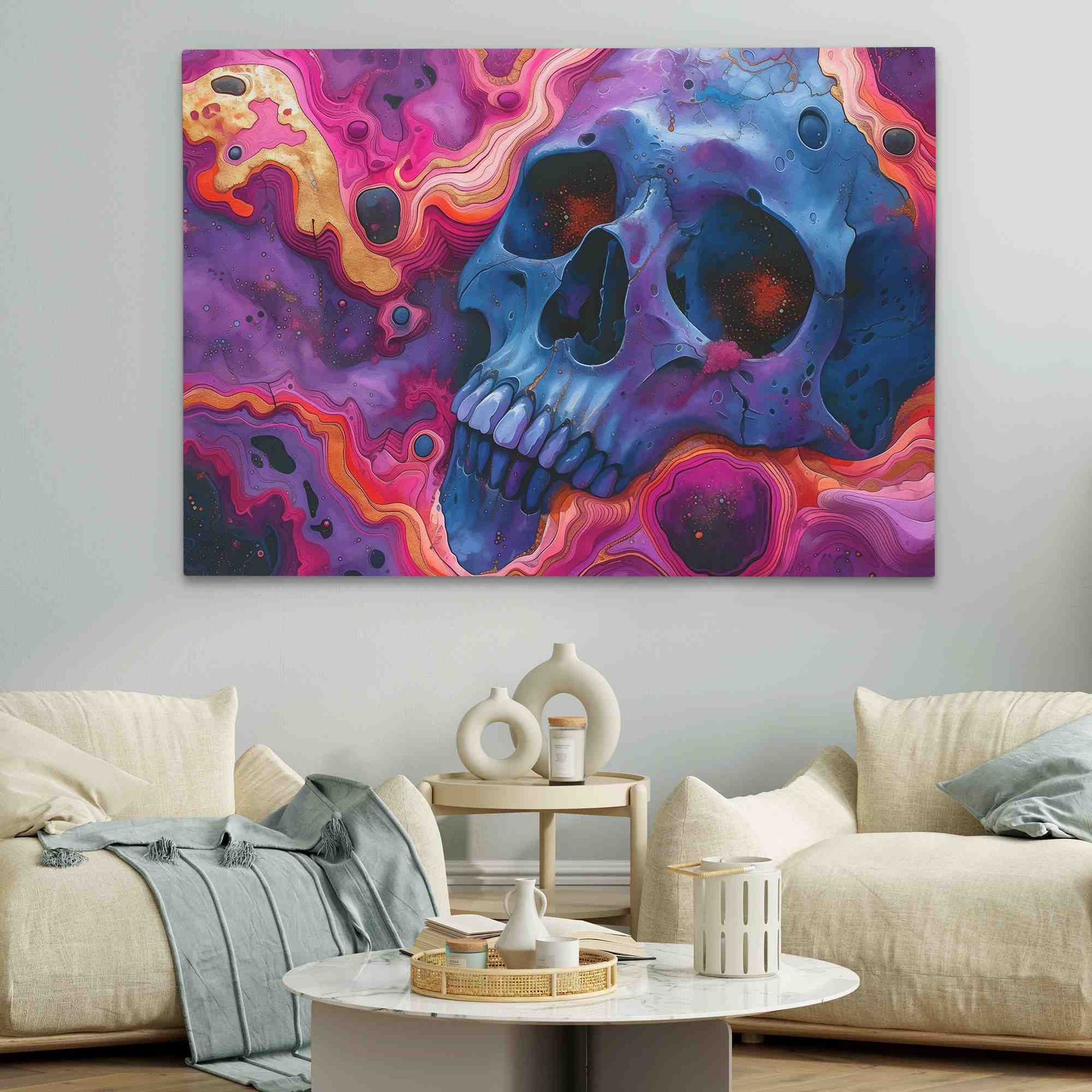 Phantom Skull - Blue Macabre Canvas Print
