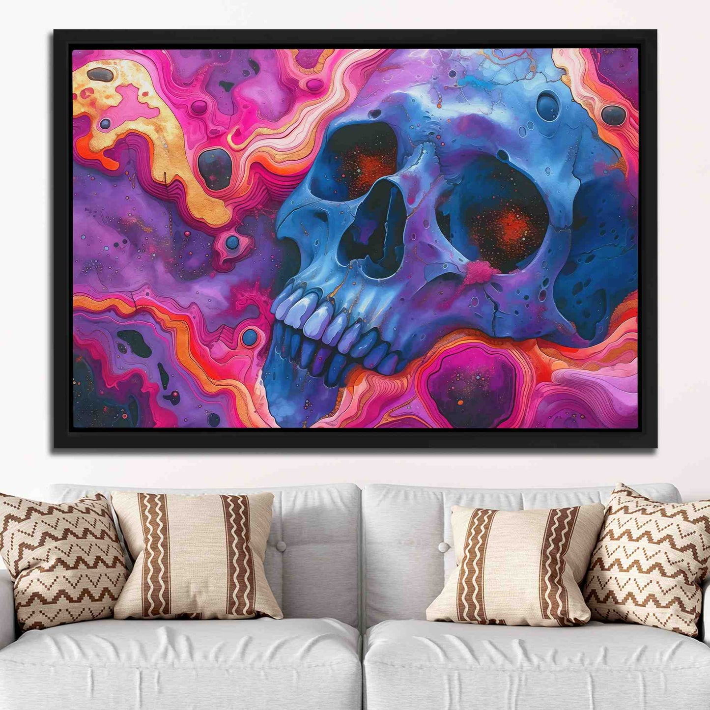 Phantom Skull - Psychedelic Pink Canvas Wall Art