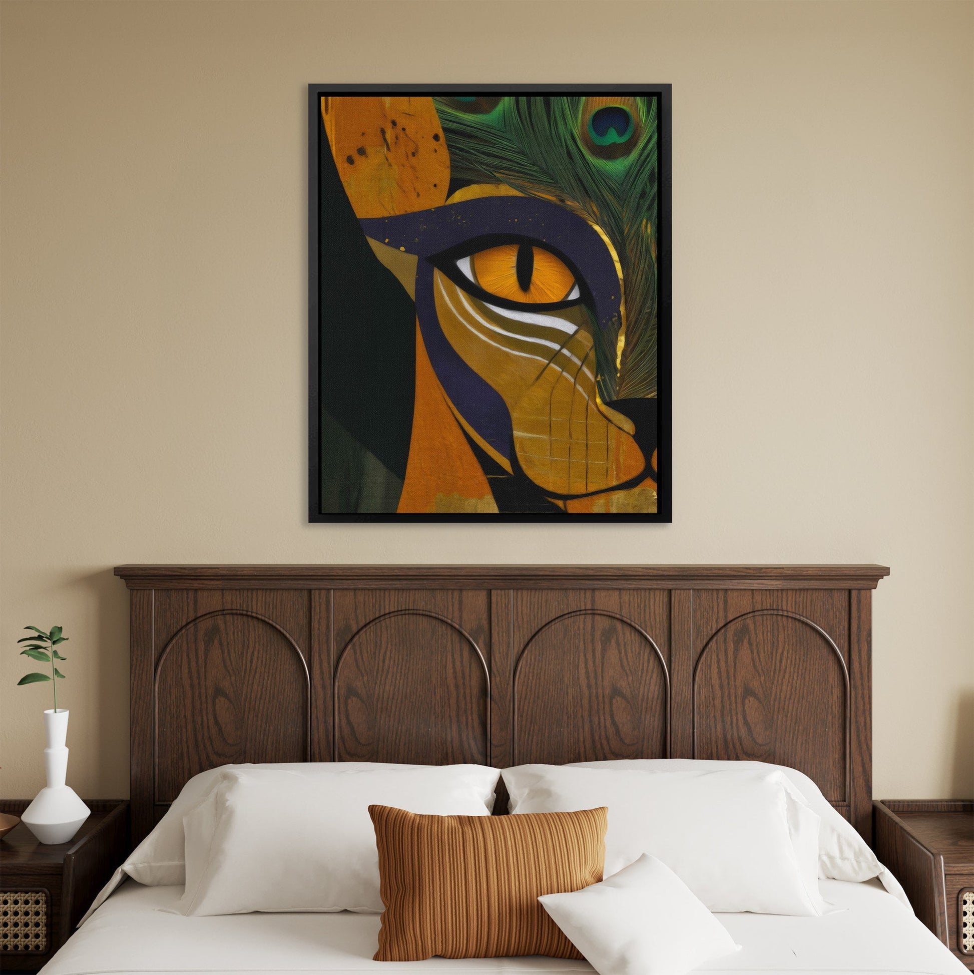 Pharaoh's Peacock Crown - Luxury Wall Art