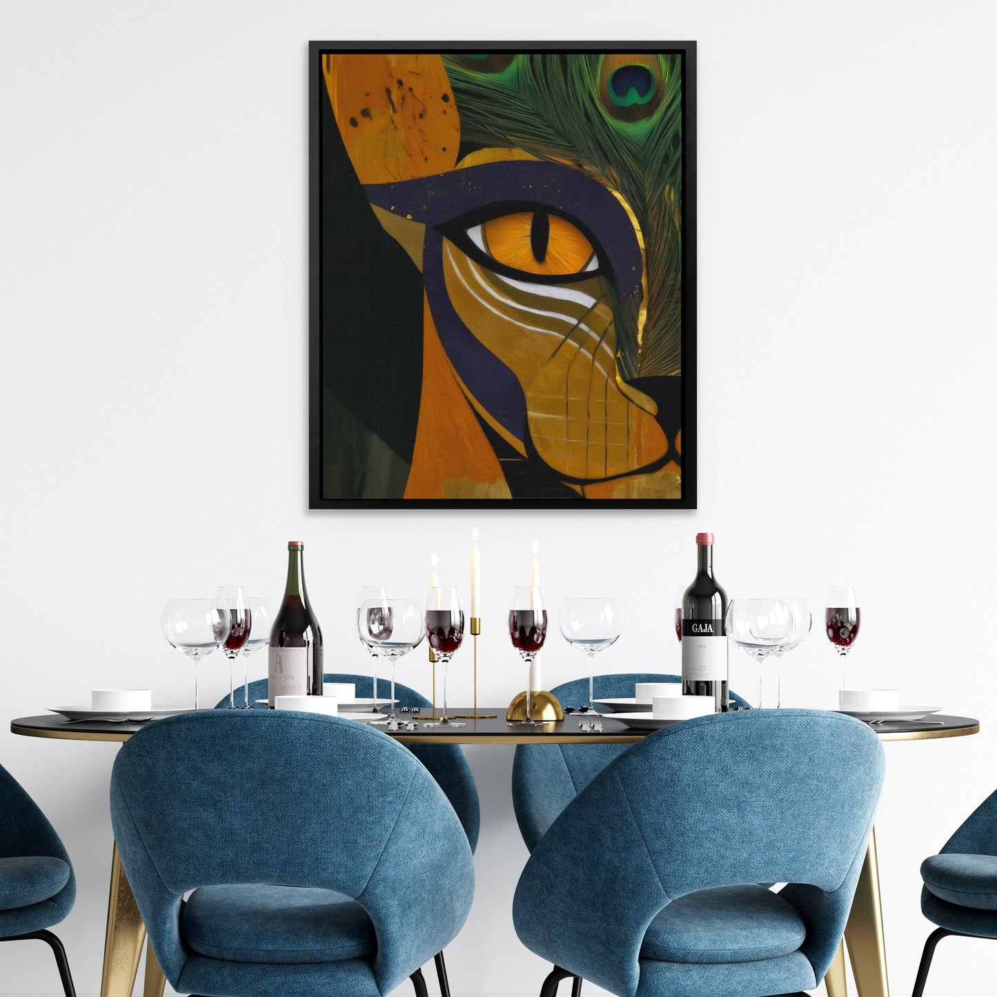 Pharaoh's Peacock Crown - Luxury Wall Art