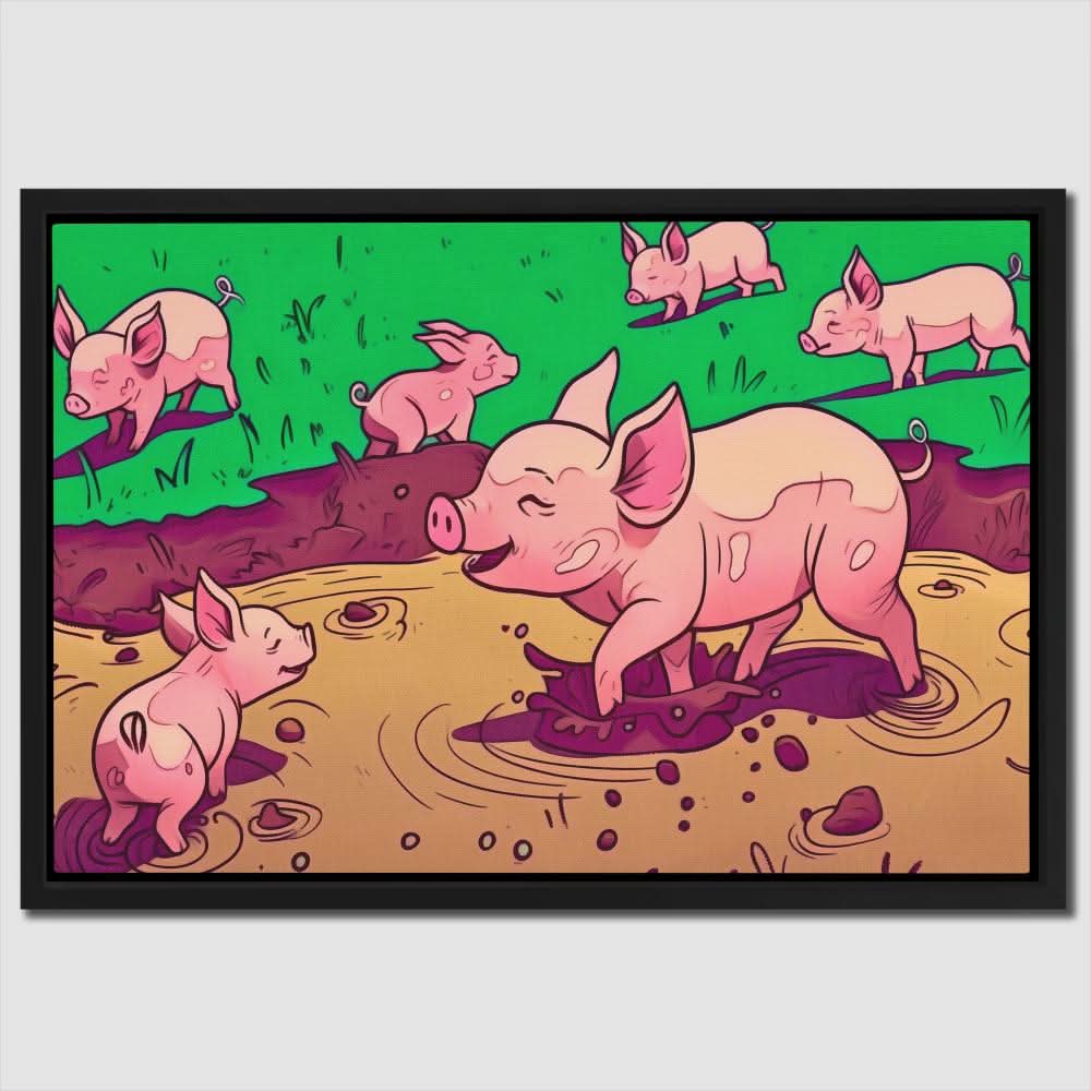 Pigs in the Mud - Animals Art for Kids Room
