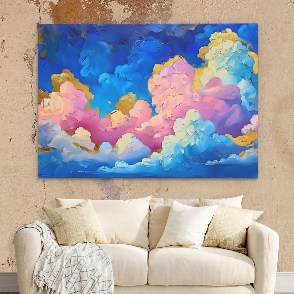 Pink and Blue Clouds - Clouds Art for Bedroom