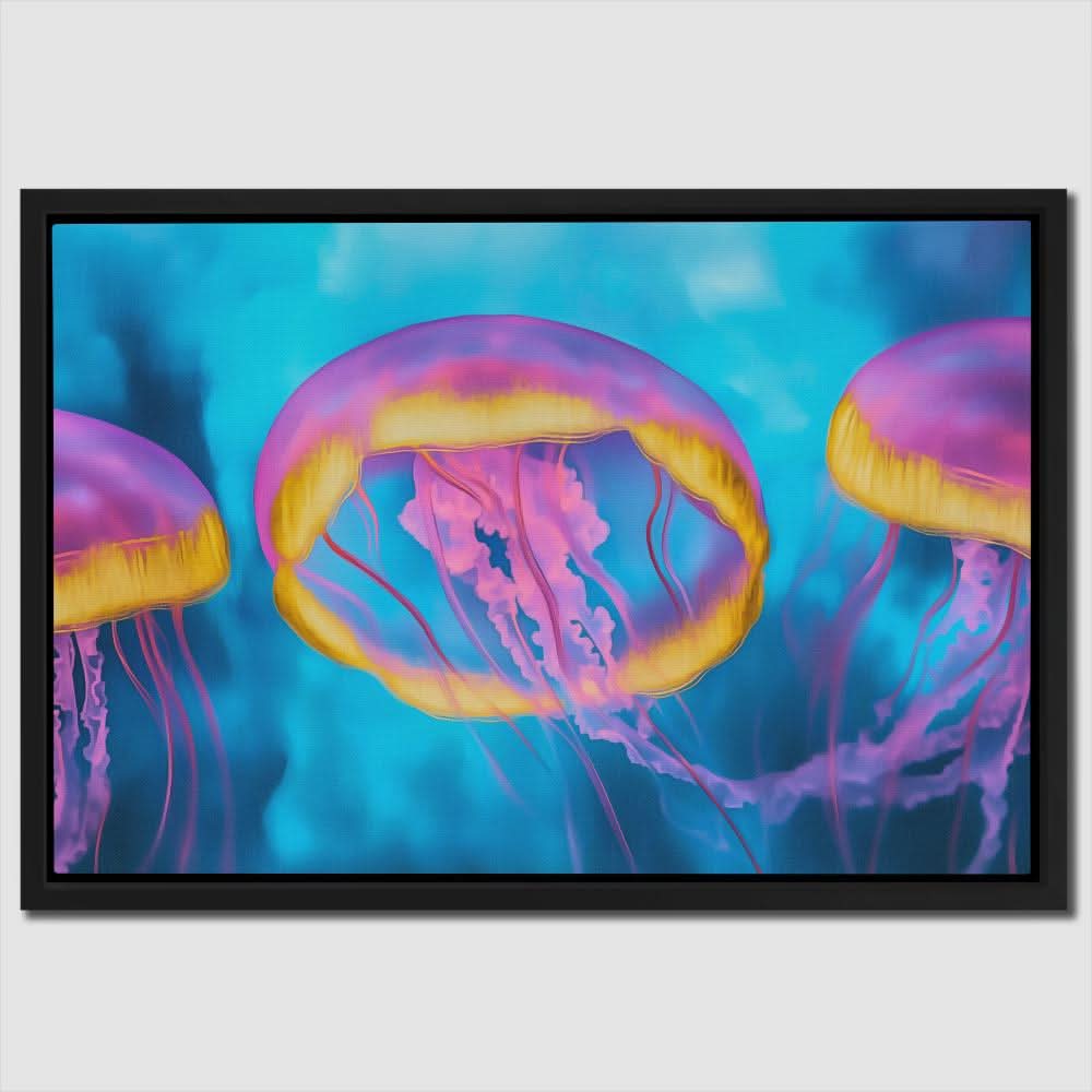 Pink and Blue Jellyfish - Beach House Art for Bathroom