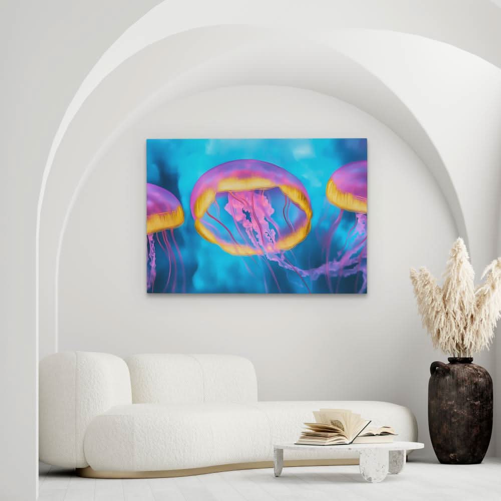 Pink and Blue Jellyfish - Blue Wall Art for Kids Room