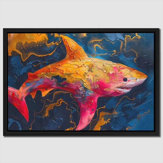 Pink and Gold Shark - Ocean Canvas Wall Art