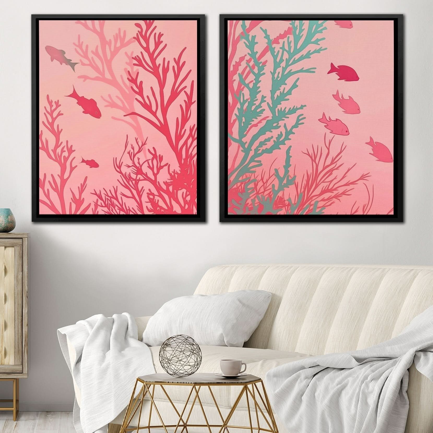 Pink Coral Harmony - Pastel Coral Canvas Print