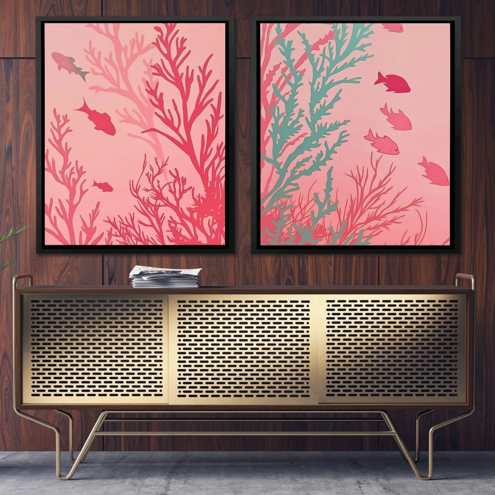 Pink Coral Harmony - Coastal Art for Dining Room