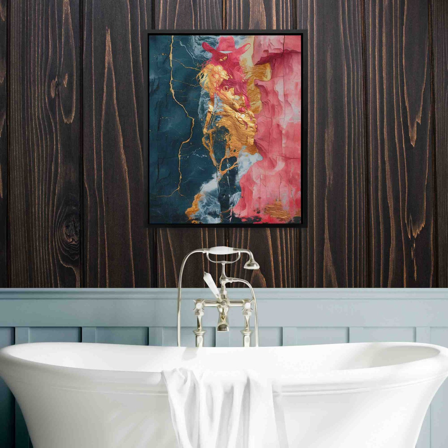 Pink Cowgirl - Figurative Pink Canvas Wall Art