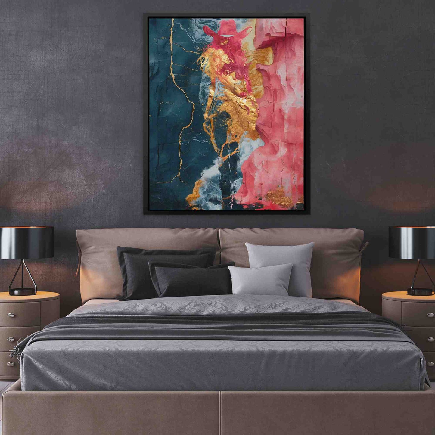 Pink Cowgirl - Cowboy Wall Art in Black Frame