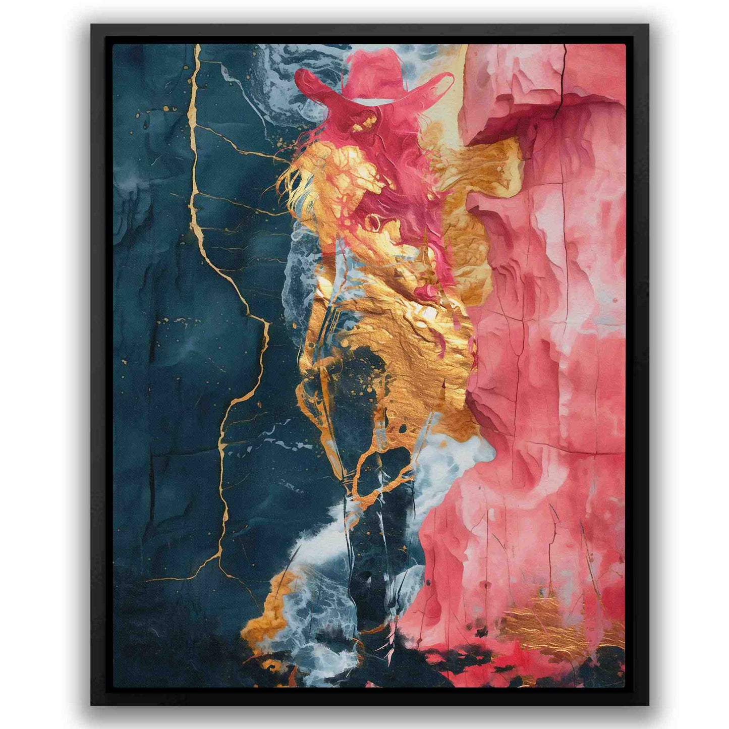 Pink Cowgirl - Gold Cowboy Canvas Print
