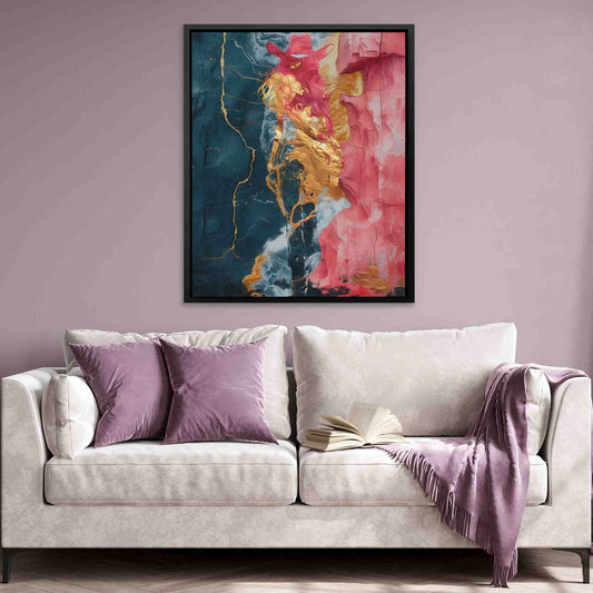 Pink Cowgirl - Abstract Wall Art in Black Frame