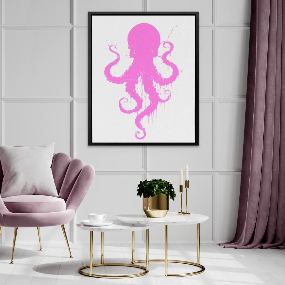 Pink Dancing Octopus - Pink Octopus Canvas Print