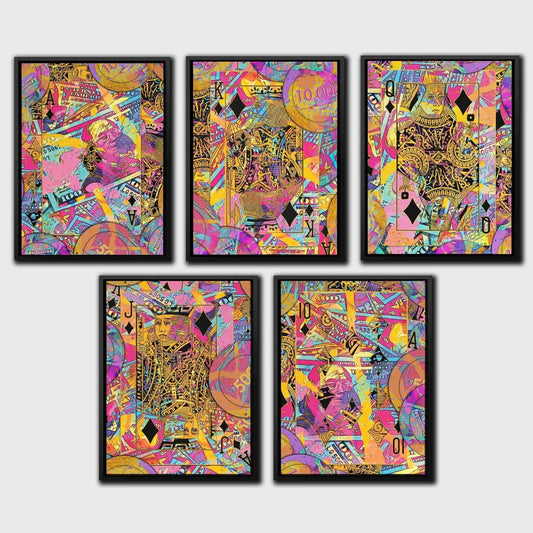 Pink Diamonds Royal Flush - Gambling Canvas Wall Art