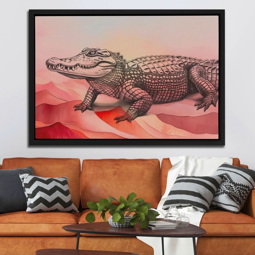 Pink Gator - Abstract Colorful Canvas Wall Art