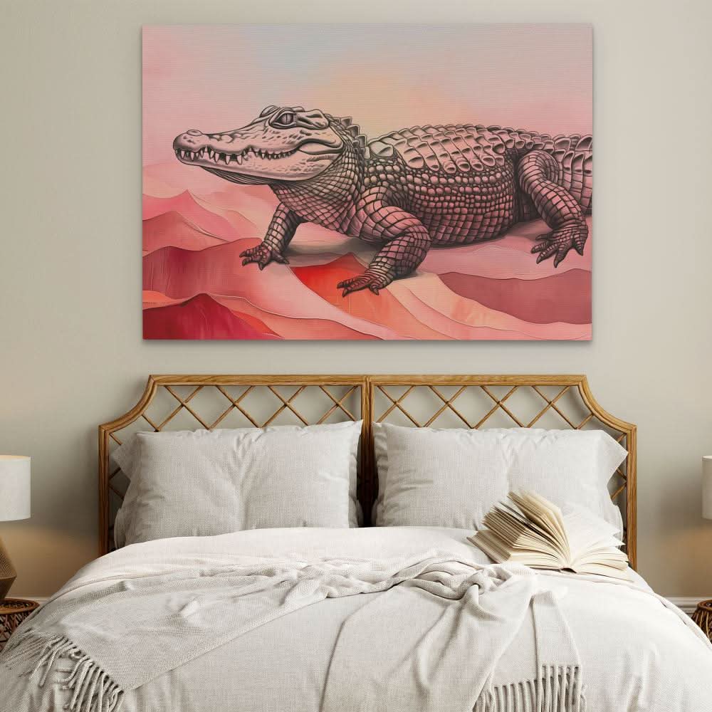 Pink Gator - Colorful Animals Canvas Print