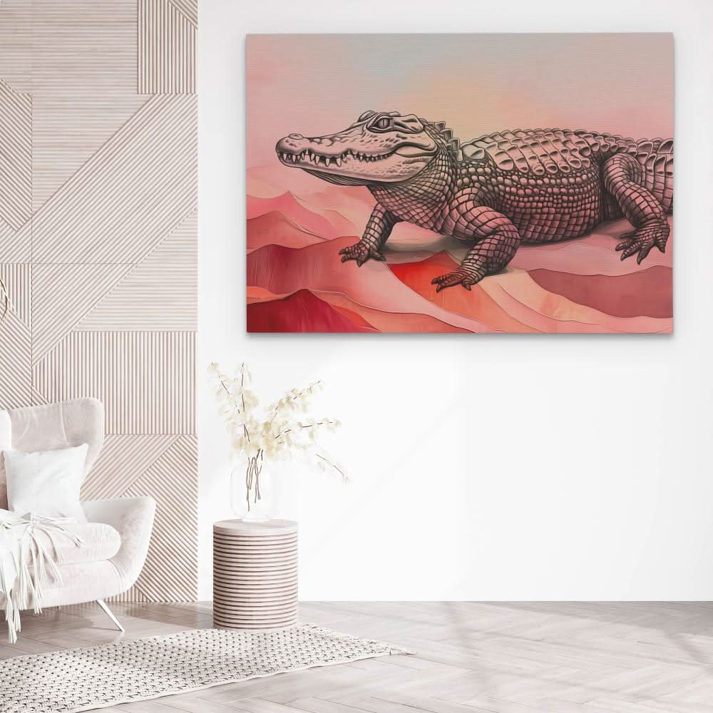 Pink Gator - Large Abstract Canvas Print