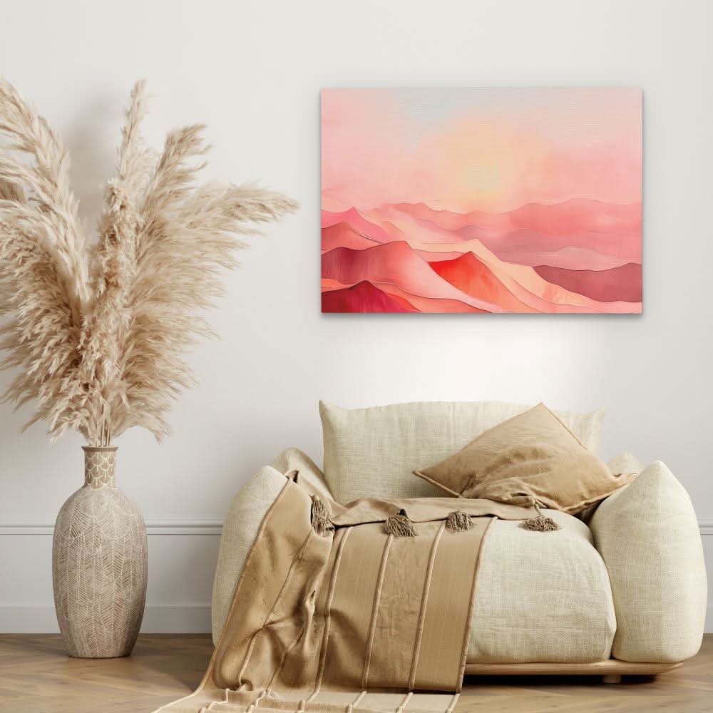 Pink Hills - Abstract Wall Art in Black Frame