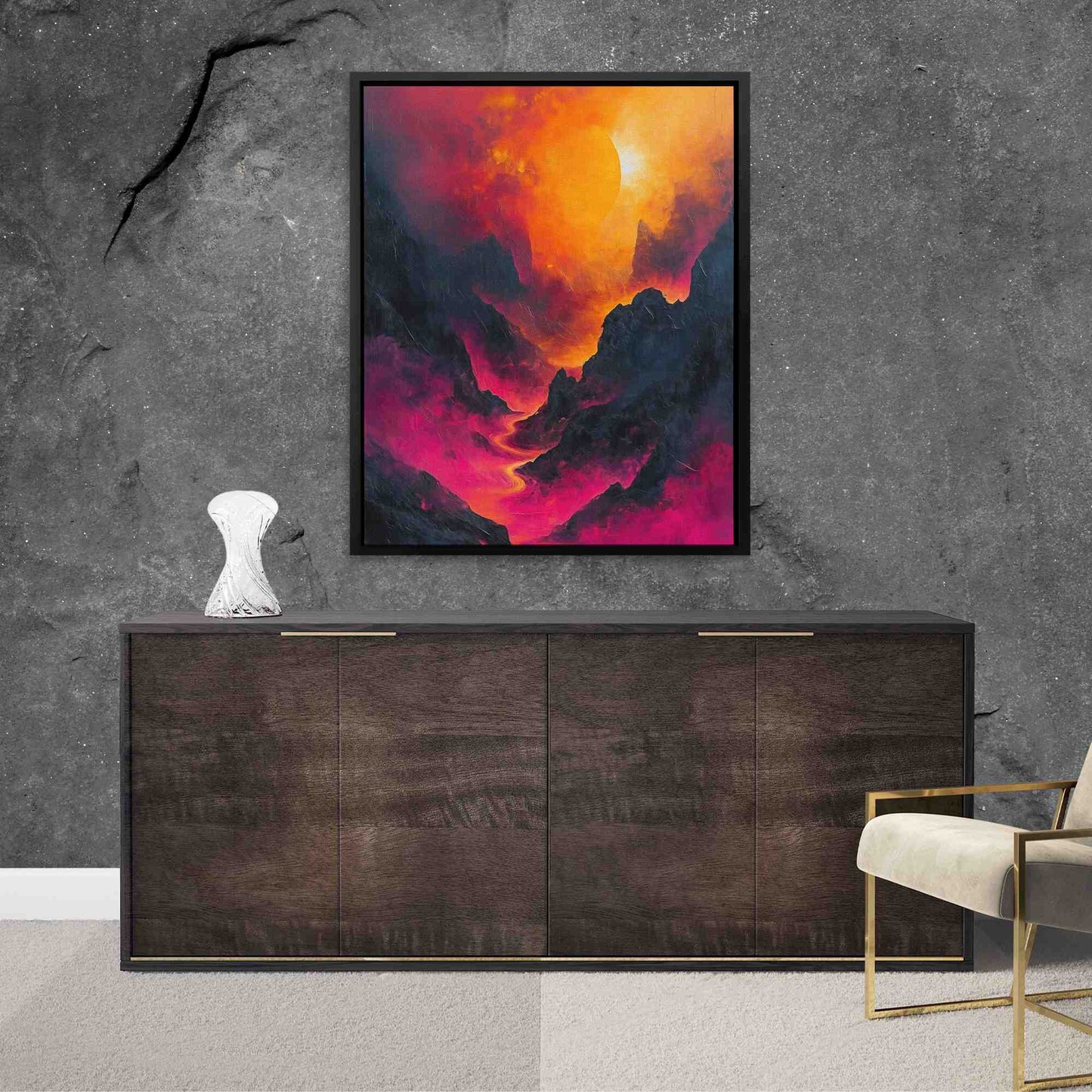 Pink Lava - Lava Wall Art in Black Frame