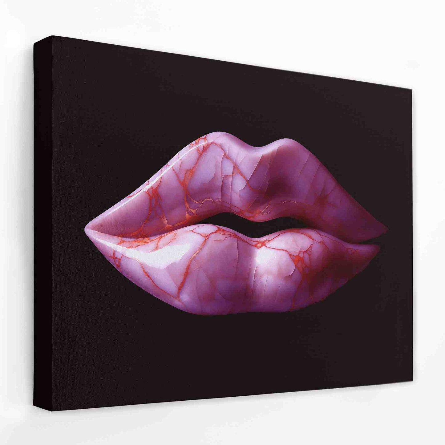 Pink Marble Lips - Fashion Canvas Wall Art