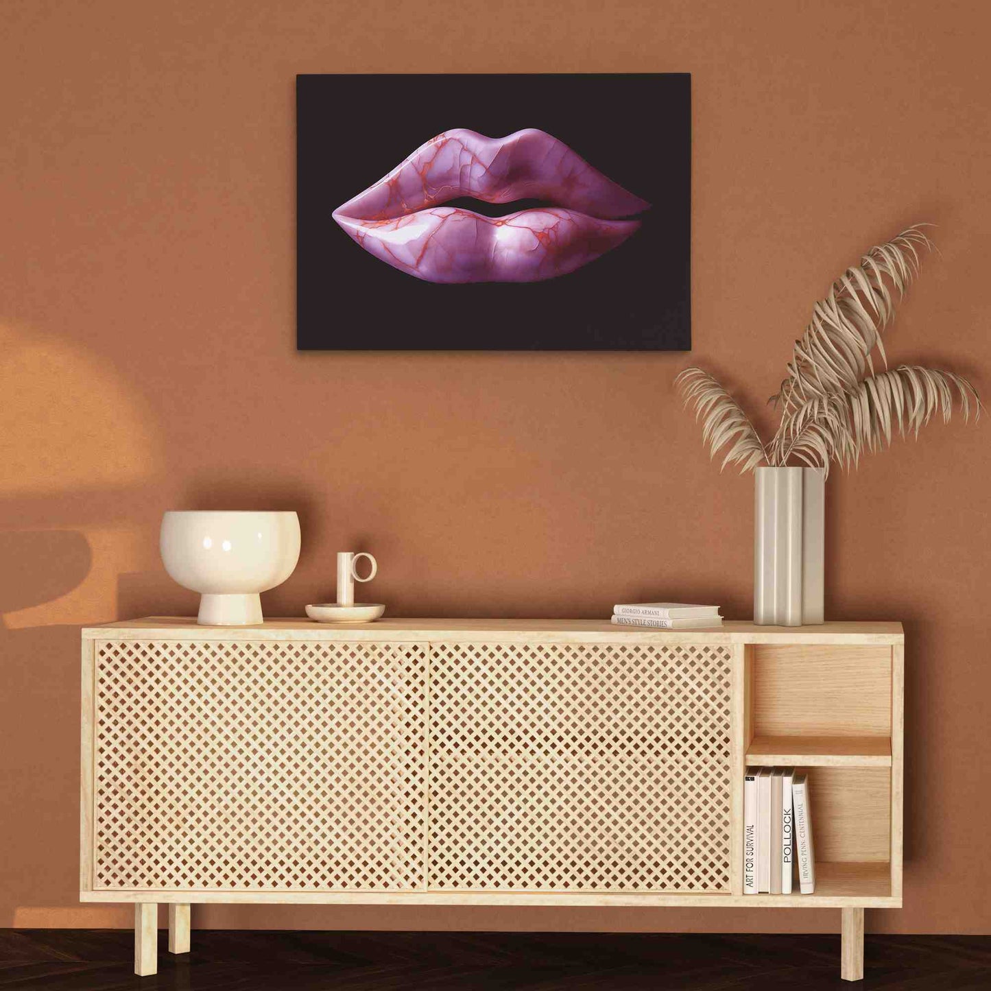 Pink Marble Lips - Large Pop Art Canvas Print
