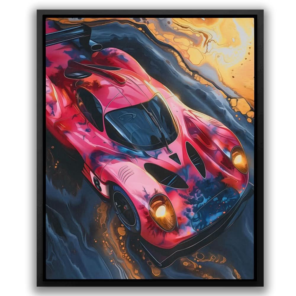 Pink Race Car - Large Maximalist Canvas Print