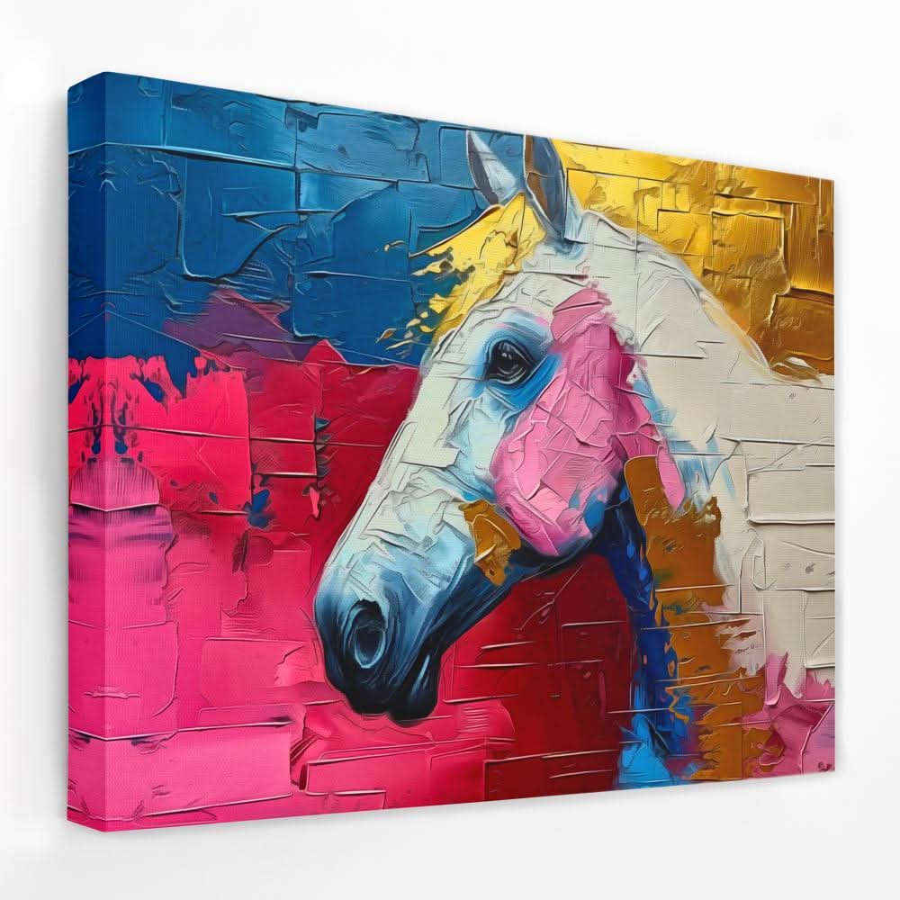 Pink Racing Horse - Horse Canvas Wall Art