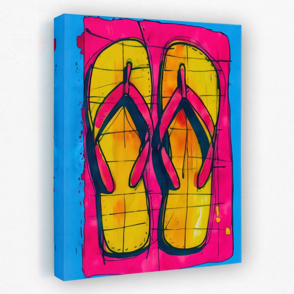 Pink Sandals - Beach Canvas Wall Art