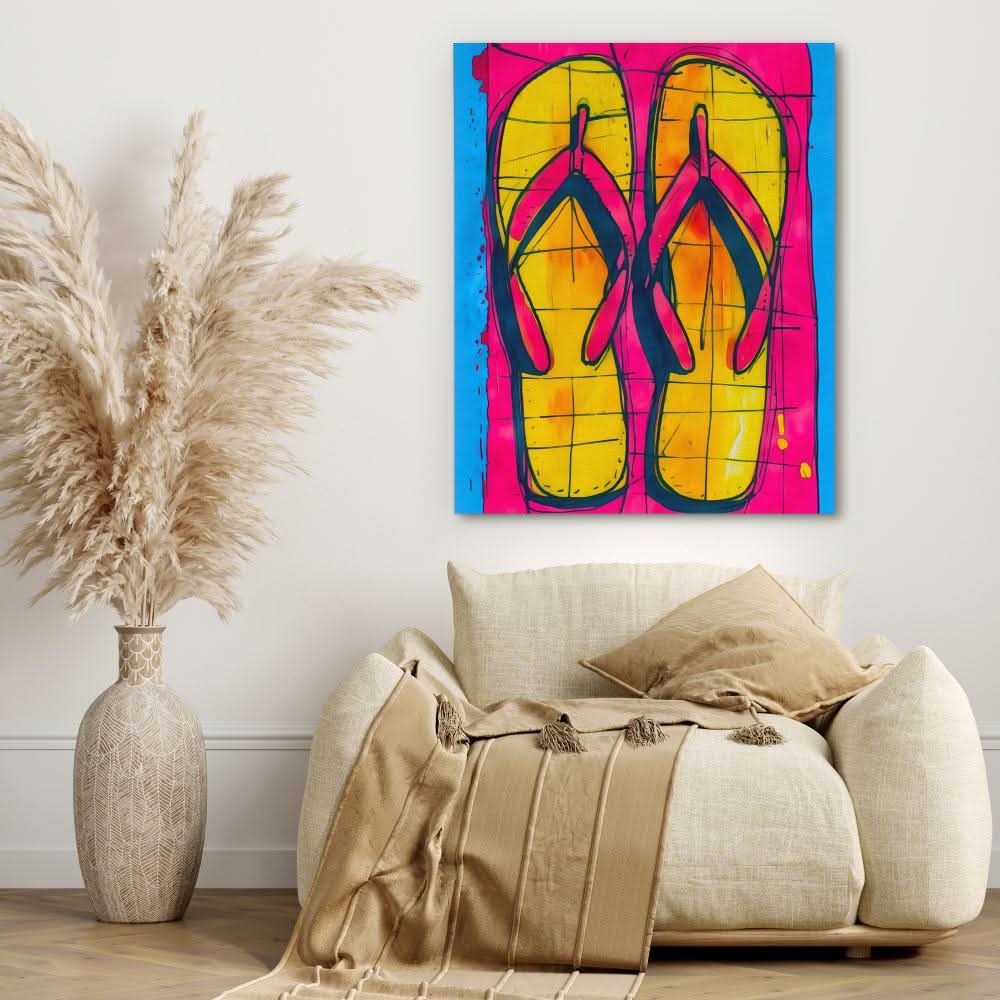 Pink Sandals - Large Modern Canvas Print