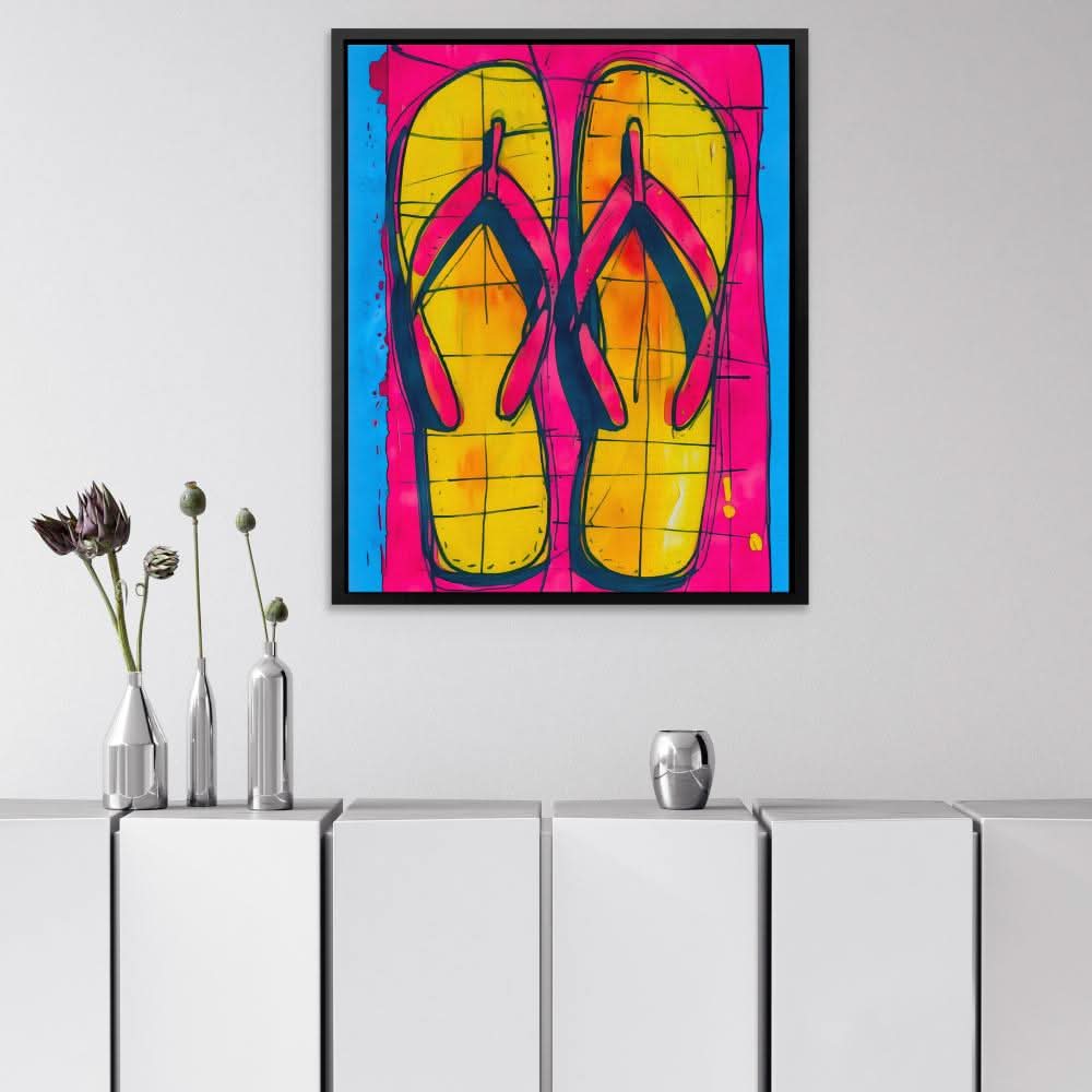 Pink Sandals - Beach Art for Living Room
