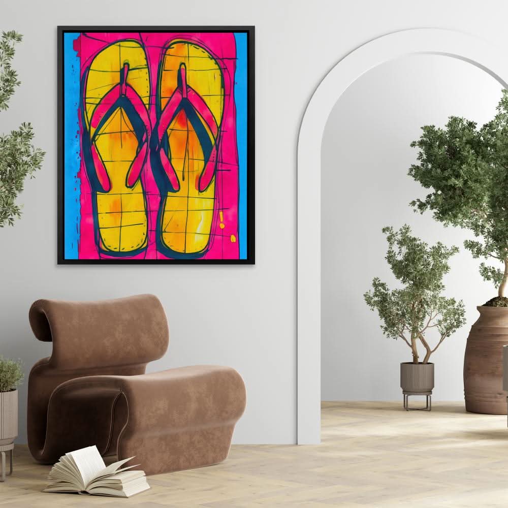 Pink Sandals - Colorful Wall Art for Living Room