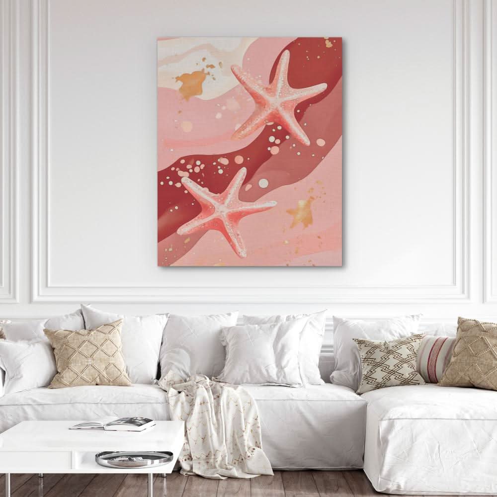 Pink Starfish - Wall Art in Black Frame