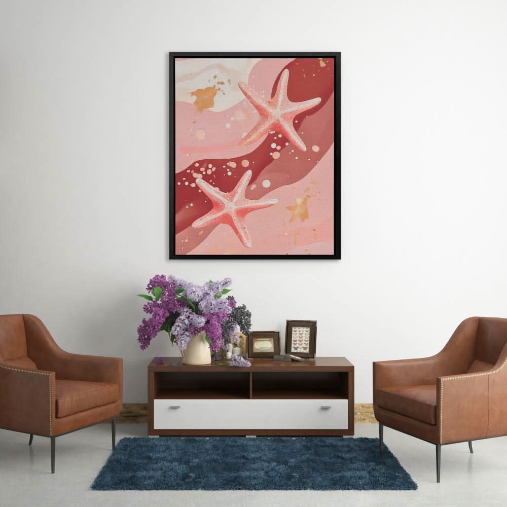Pink Starfish - Beach Art for Bathroom