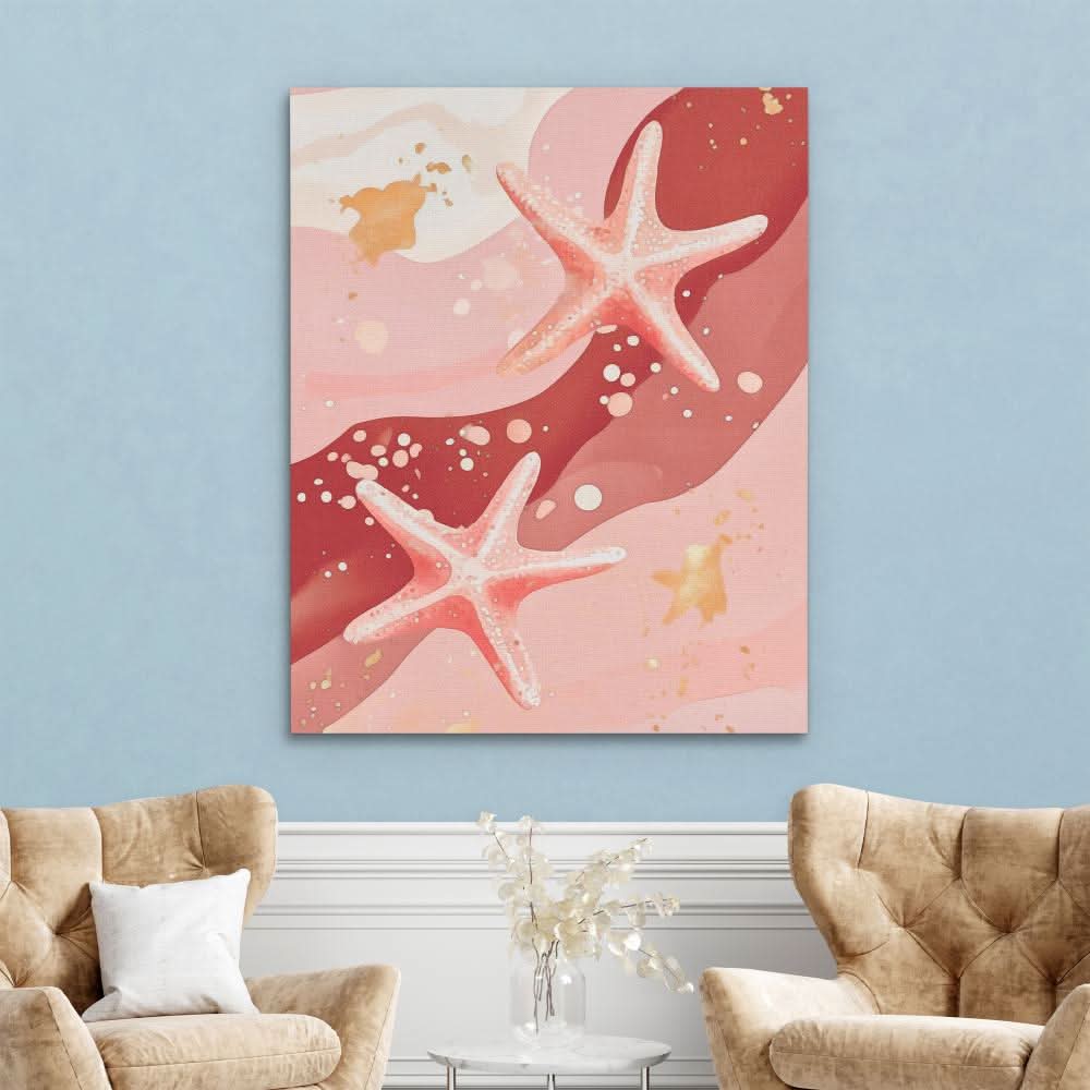 Pink Starfish - Pastel Canvas Wall Art