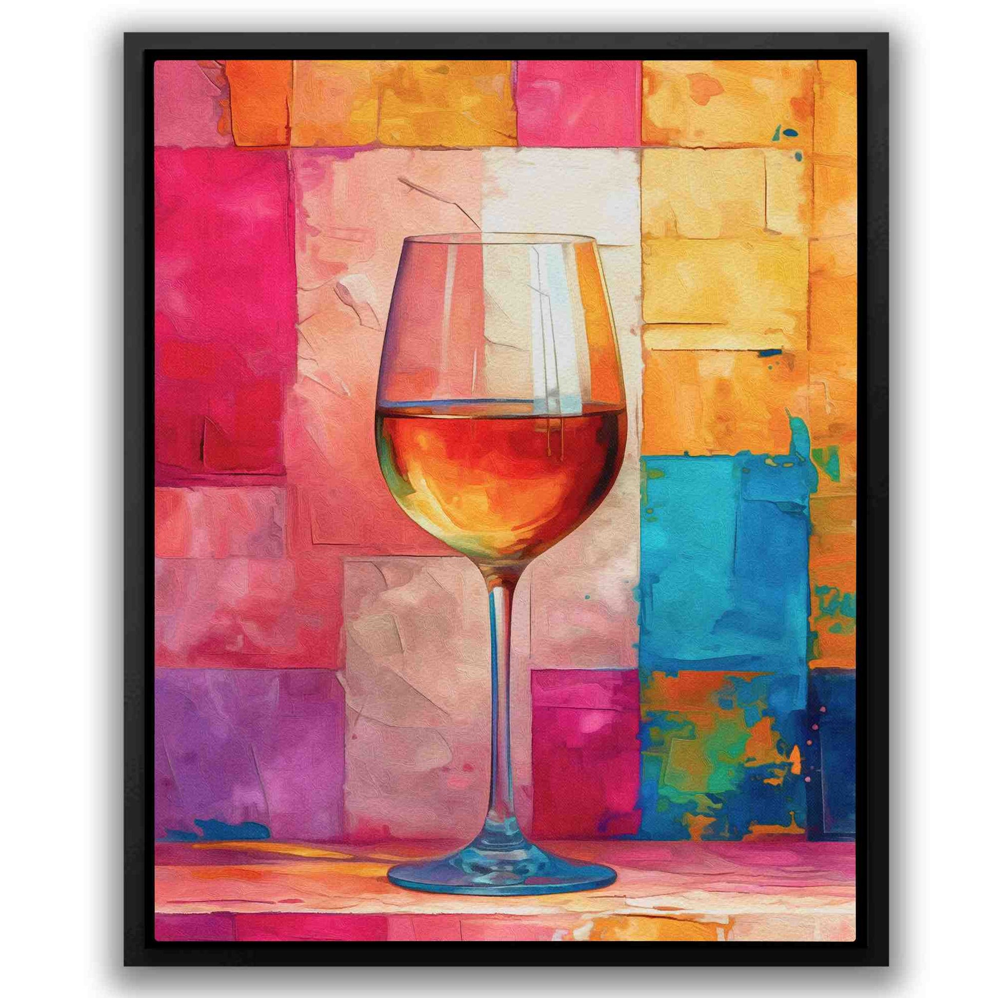 Pink Wine Wall - Abstract Wall Art in Black Frame
