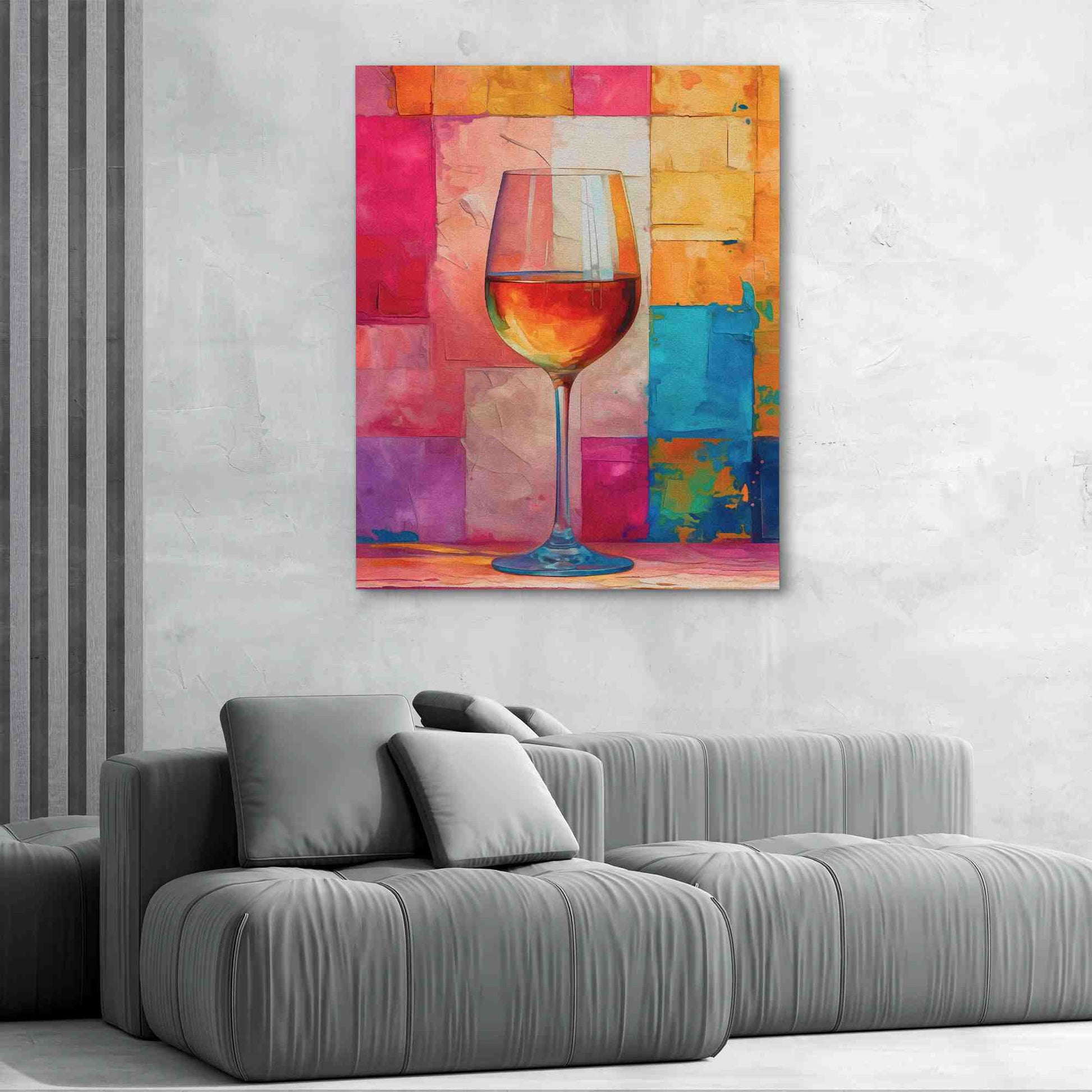 Pink Wine Wall - Abstract Pink Canvas Wall Art