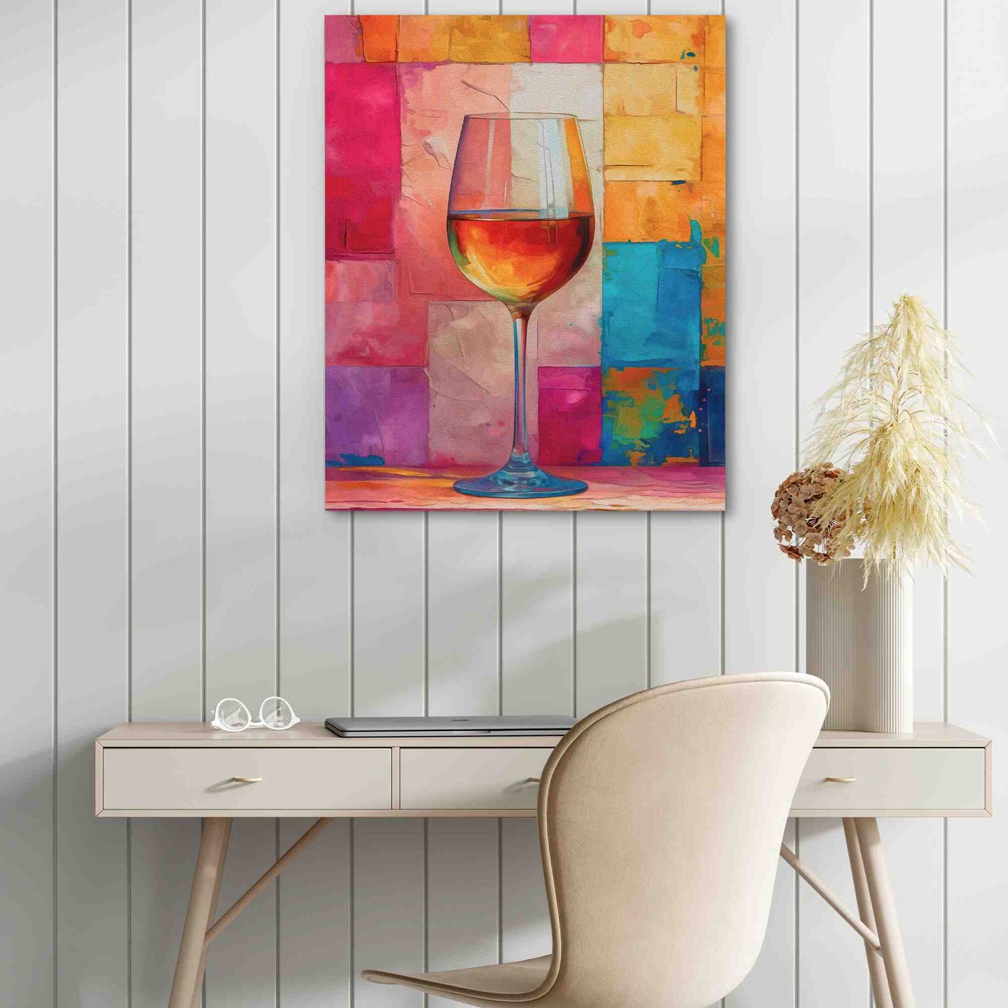 Pink Wine Wall - Large Abstract Canvas Print