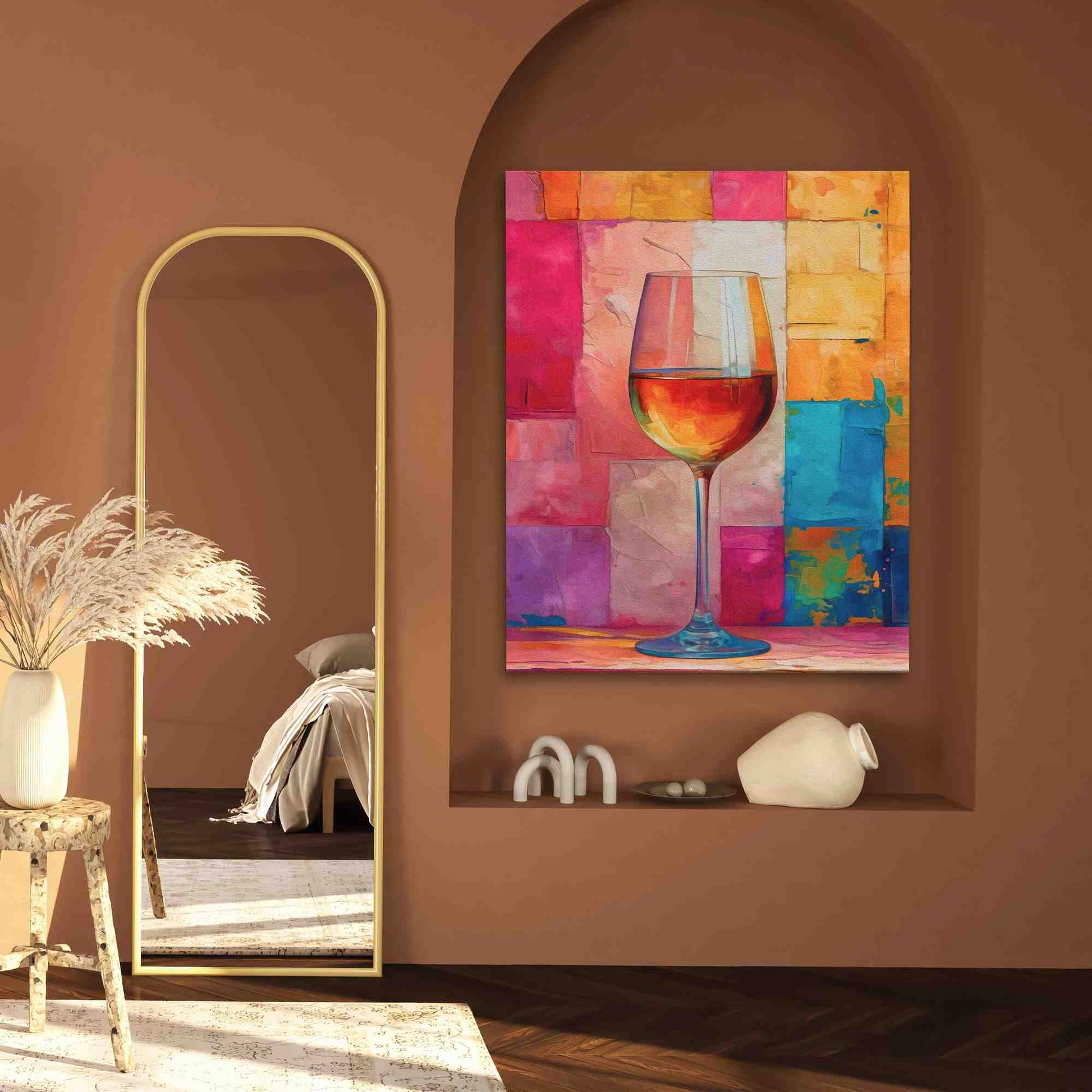 Pink Wine Wall - Pink Wall Art for Bar and Lounge