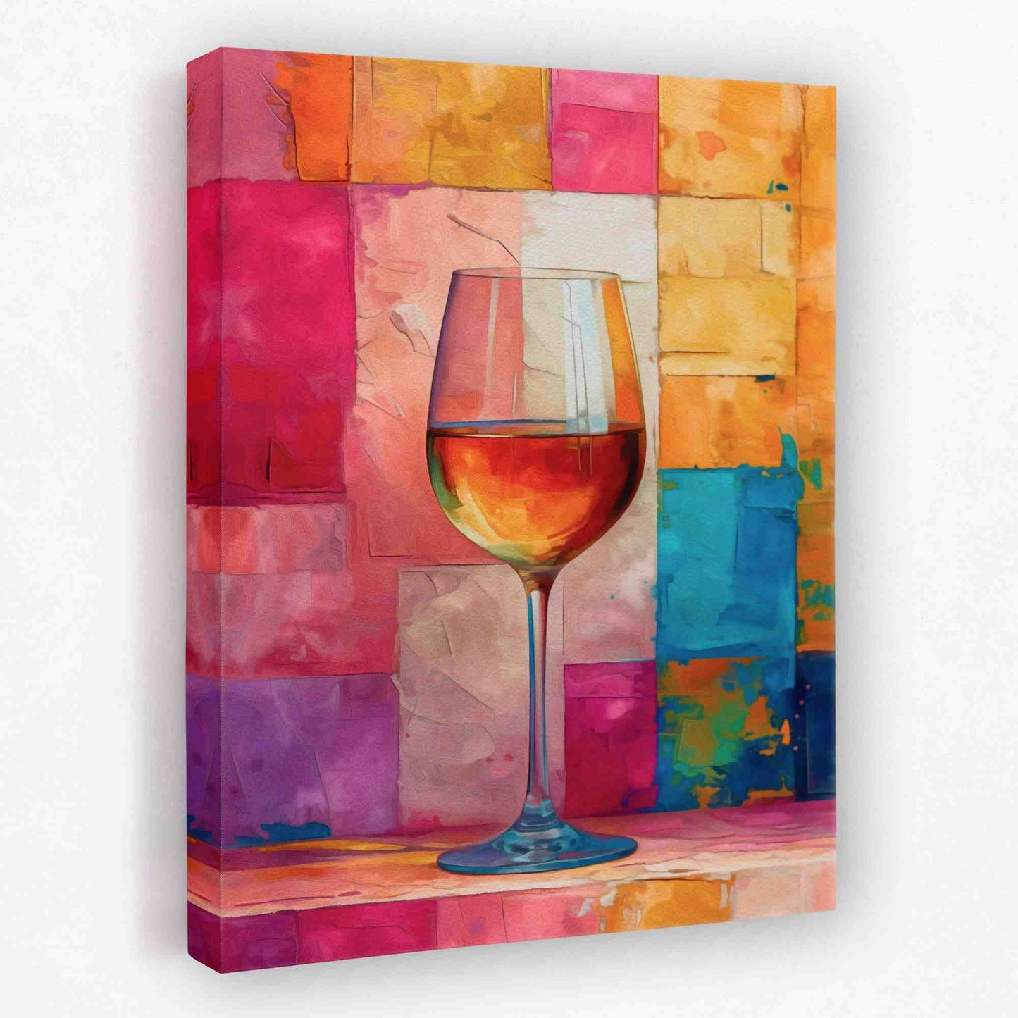 Pink Wine Wall - Alcohol Canvas Wall Art
